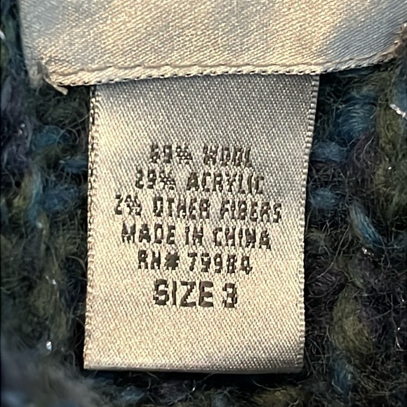 Chico's Hooded Thick Wool Green/Blue Sweater Jacket Chico's Size 3/US Size XL - Picture 8 of 11